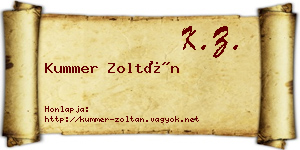 Kummer Zoltán névjegykártya